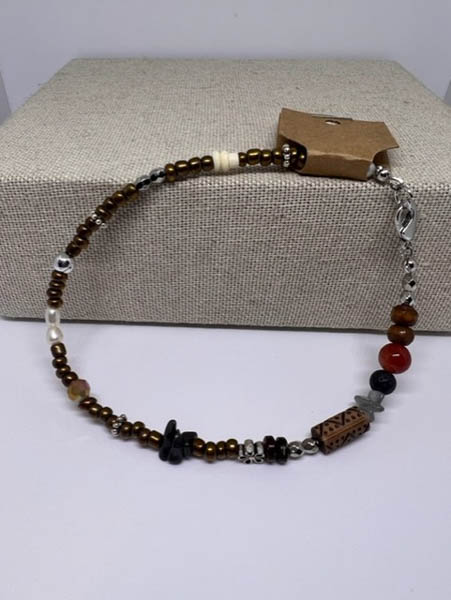 Bronze and Gemstone Anklet